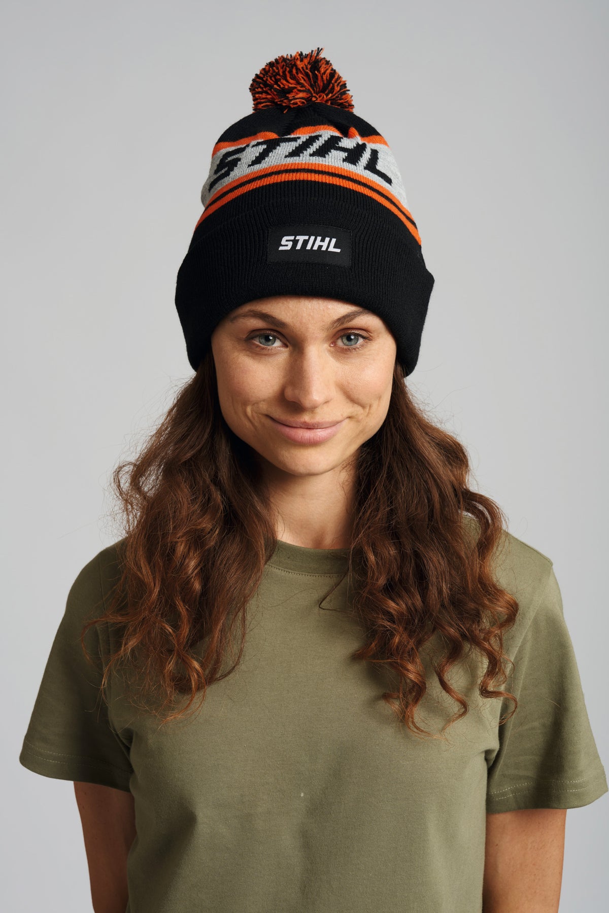 STIHL Mütze POMPON 24 Schwarz/Orange/Grau