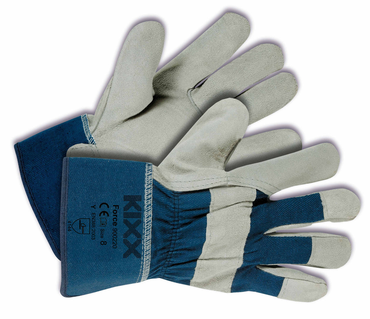 KIXX KIXX Handschuh Rindsvelours/Baumwolle - blau/grau