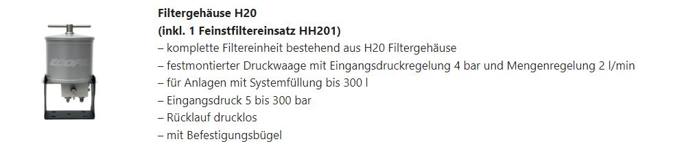 H20 Filtergehäuse
