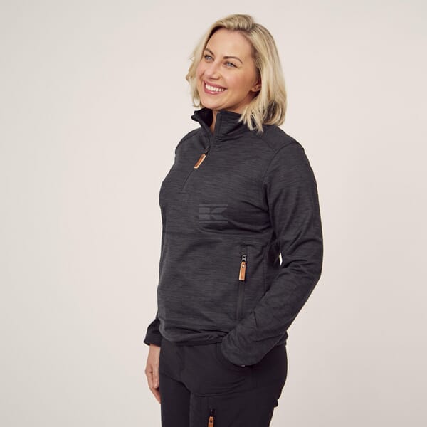 Fleece-Shirt 1/2 zip Damen, anthrazit XS
