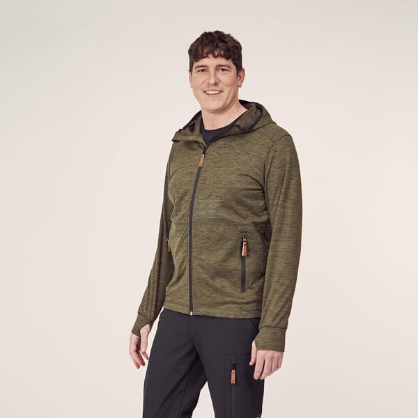 Fleece mit Reißverschluss und Kapuze Herren, oliv 3XL
