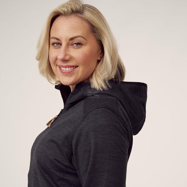 Fleece mit Reißverschluss und Kapuze Damen, charcoal XL