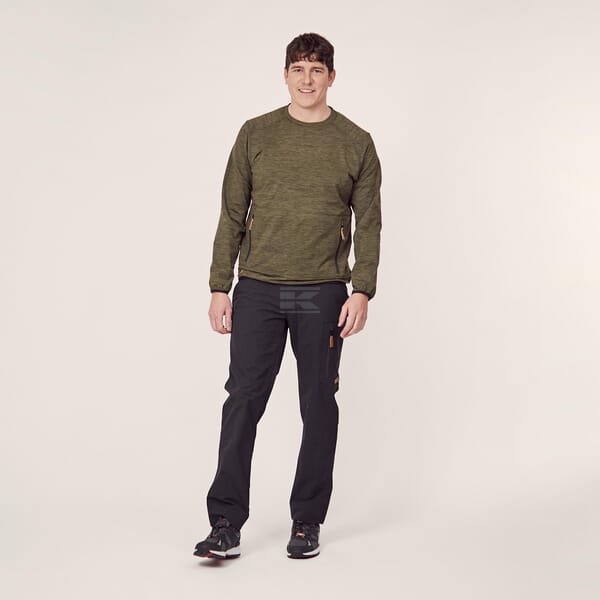 Fleeceshirt O-Ausschnitt Herren, oliv 5XL
