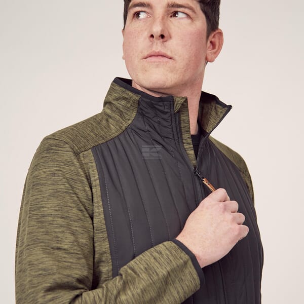 Hybrid/Fleecejacke Herren, oliv XL