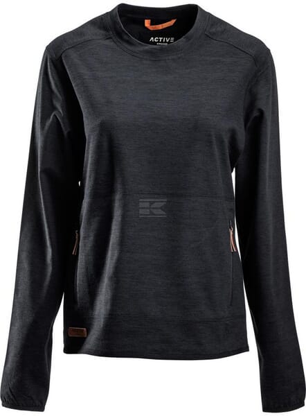 Fleece-Shirt O-Ausschnitt Damen, anthrazit XS