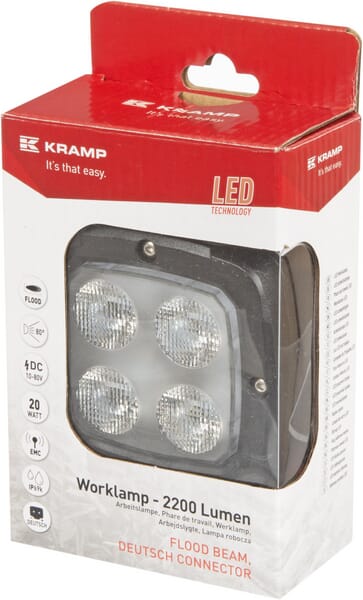 Arbeitsscheinwerfer, 10-80V, LED, 2200lm, Quadratisch