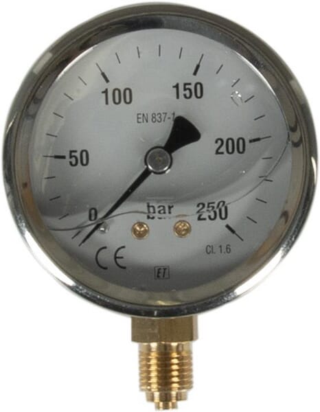Manometer Ø63 0-250bar ¼" unte