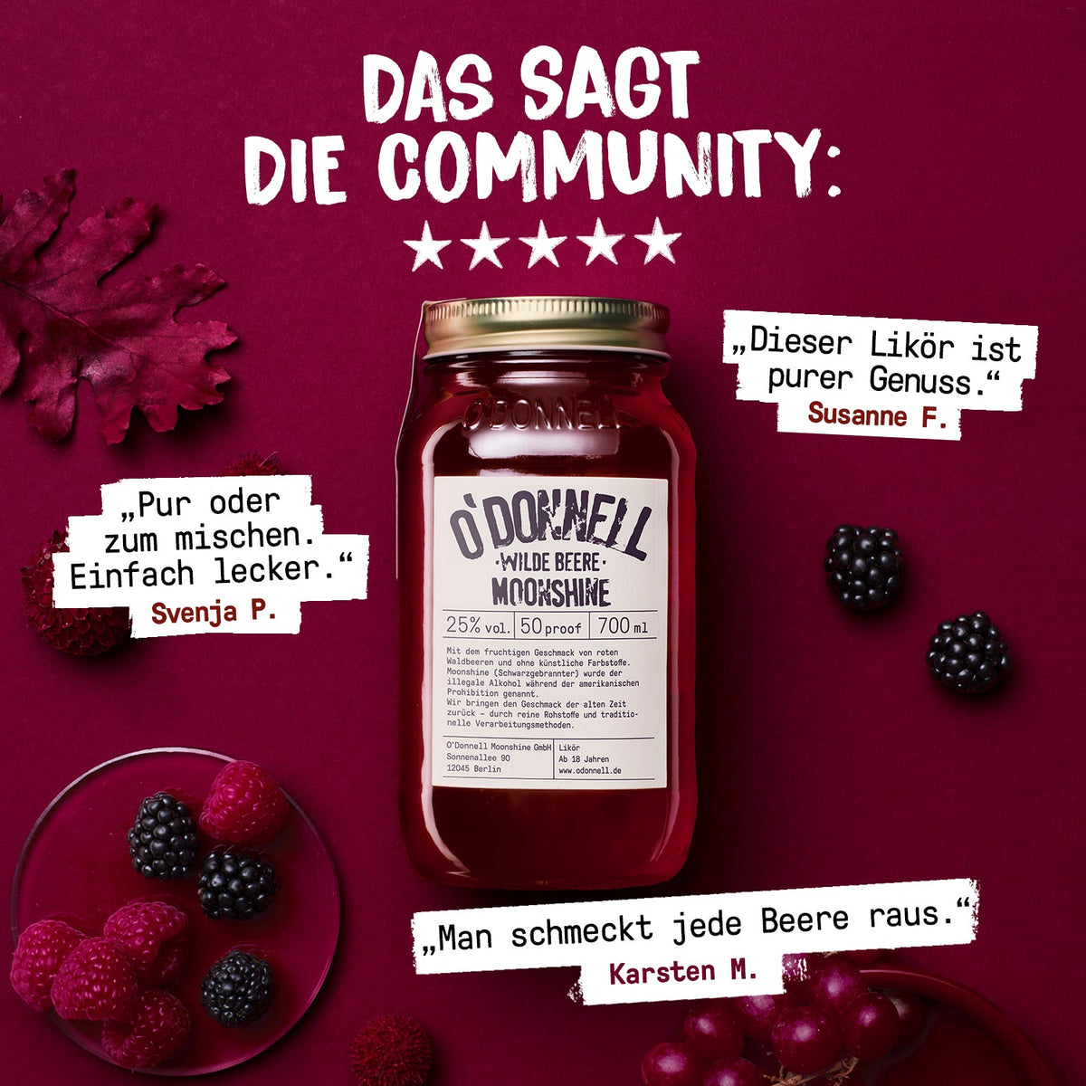 O'Donnell Moonshine Wilde Beere Likör - 25% vol.