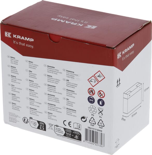 Kramp, Starterbatterie, 12V, 10Ah, 185A, 151 x 87 x 131mm