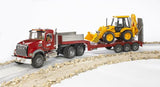 Mack Granite LKW mit Tieflader und JCB Baggerlader