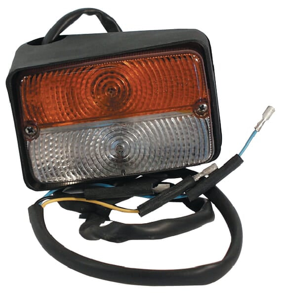 Richtungs- und Positionslicht  , vorne, rechteckig, 12 V, gelb / transparent, angeschraubt, 122x60x82mm, Cobo