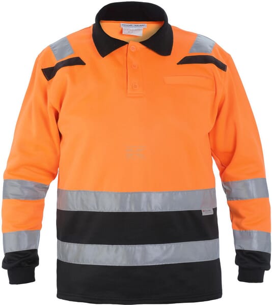 Polo-Sweatshirt, Größe M/40, Langarm, orange/schwarz, von Hydrowear