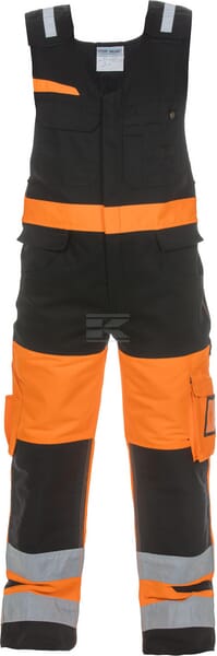 Latzhose, Erwachsener, Gr. L UK:38-40 Ja , orange schwarz, Trendy High Visible Stretch-Line , by Hydrowear