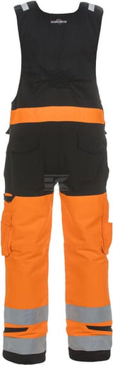 Latzhose, Erwachsener, Gr. 2XS UK:30 Ja , orange schwarz, Trendy High Visible Stretch-Line , by Hydrowear