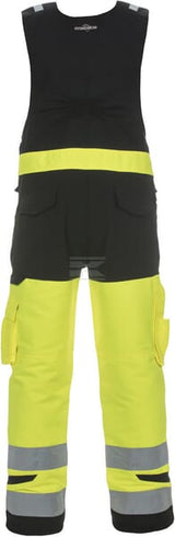 Latzhose, Erwachsener, Gr. XL UK:42 Ja , gelb;schwarz, Trendy High Visible Stretch-Line , by Hydrowear