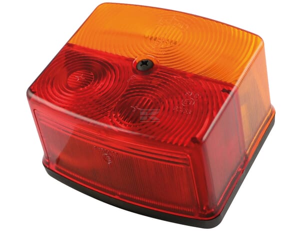 Rücklicht quadratisch, 12V, gelb/rot, anschraubbar, 95x85x55mm, BBS(K) 6025, rechts