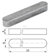 Passfeder 12x8x63mm
