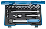 Steckschlüsselsatz, 1/2", 19-teilig, Sechskant, 8-24 mm