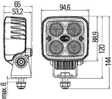 Arbeitsscheinwerfer, 12V/24V LED, 1200lm, Quadratisch