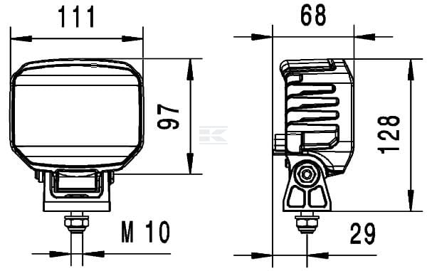Arbeitsscheinwerfer, 12-24V, LED, 1850lm, Rechteckig