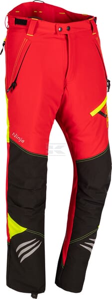 Kettensägenhose, L rot/gelb, Ninja