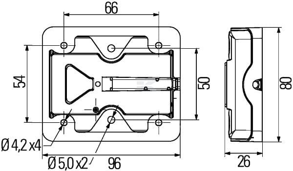 LED Heckleuchte 96 x 80 mm  12 V / 24 V  50 cm Kabel