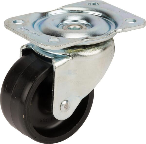 Lenkrolle mit Plattenbefestigung. Ø58x28mm, Plattenaufnahme: 80x60 Belastung:: 100kg,