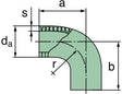 39 000 25 148 Krümmer 90°, AD=82mm x 61mm