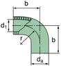 39 000 25 263 Krümmer 90°, ID=70mm x 140mm (Gummi)