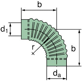 39 000 25 265 Krümmer 90°, ID=110mm x 215mm (Gummi)