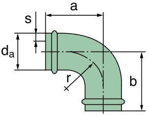 39 000 25 333 Krümmer 90°, AD=150mm x 180mm (St)