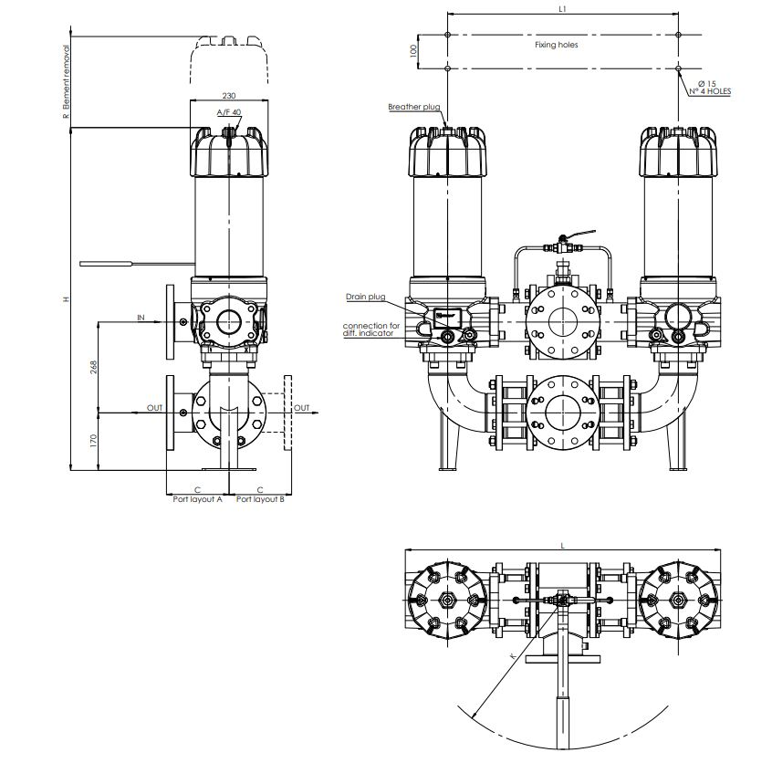 FLRDRHR2600000B00F12MA1000S01 Leitungsfiltergehäuse (Druckfilter)