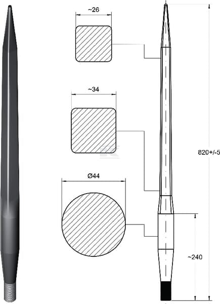 Frontladerzinken M28x820mm