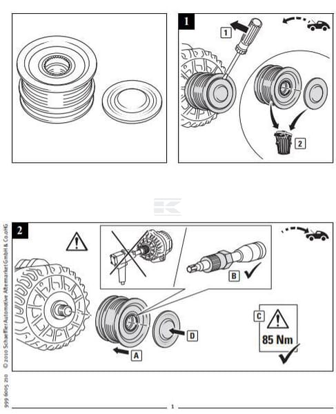 Lichtmaschine Freilaufkupplung 16 mm
