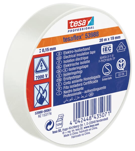 Isolierband, weiß, 20 m x 19 mm TesaFLEX®