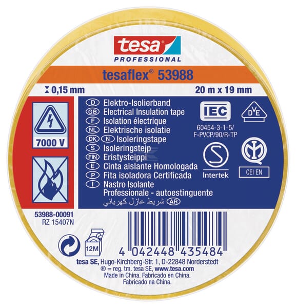 Isolierband, gelb, 20 m x 19 mm TesaFLEX®
