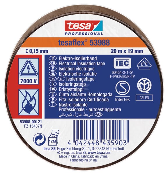 Isolierband, braun, 20 m x 19 mm TesaFLEX®
