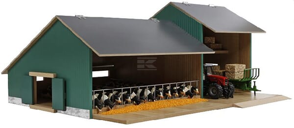 Stall mit Schuppen 55x72x32 cm 1:32