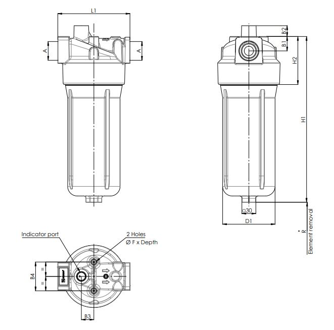 F040DMD0015000BB6DW000S0 Leitungsfiltergehäuse (Druckfilter)