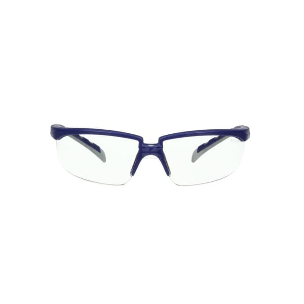 Schutzbrille Solus 2000, blau/graue Bügel, beschlagfrei/kratzfest, durchsichtiges Glas