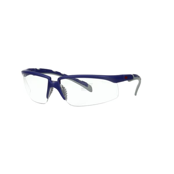 Schutzbrille Solus 2000, blau/graue Bügel, beschlagfrei/kratzfest, durchsichtiges Glas