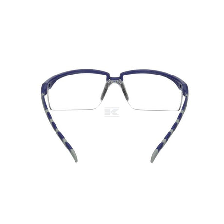 Schutzbrille Solus 2000, blau/graue Bügel, beschlagfrei/kratzfest, durchsichtiges Glas