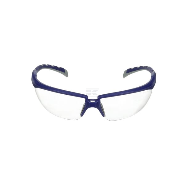 Schutzbrille Solus 2000, blau/graue Bügel, beschlagfrei/kratzfest, durchsichtiges Glas