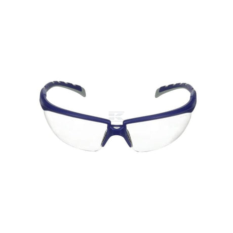 Schutzbrille Solus 2000, blau/graue Bügel, beschlagfrei/kratzfest, durchsichtiges Glas