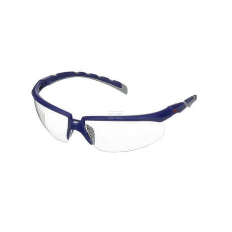 Schutzbrille Solus 2000, blau/graue Bügel, beschlagfrei/kratzfest, durchsichtiges Glas