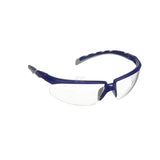 Schutzbrille Solus 2000, blau/graue Bügel, beschlagfrei/kratzfest, durchsichtiges Glas