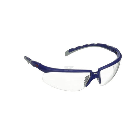 Schutzbrille Solus 2000, blau/graue Bügel, beschlagfrei/kratzfest, durchsichtiges Glas
