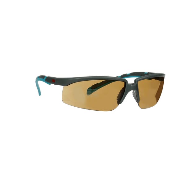 Schutzbrille Solus 2000, grau/blau-grünes Gestell, beschlagfrei (K&N), braun getöntes Glas