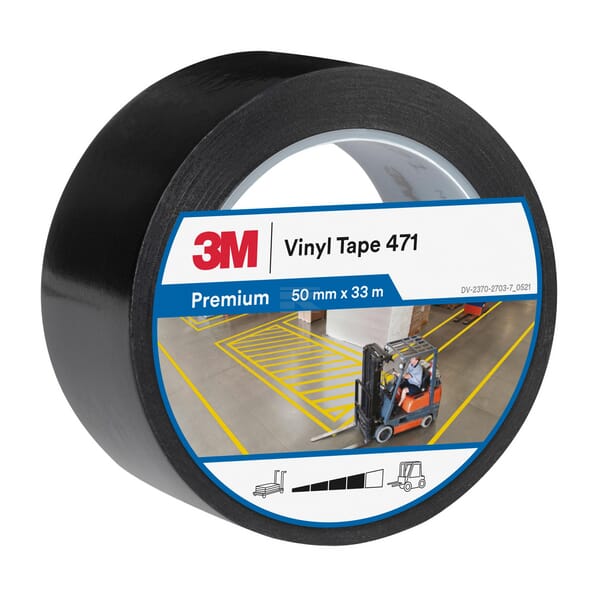 Vinyl-Klebeband 471, Schwarz, 50mm x 33M