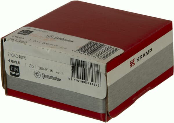 Schraube 4.8x9.50mm PZ2 Senkkopf Stahl DIN 7983C Kramp